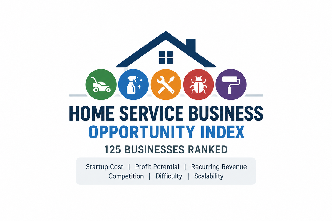 The Home Service Business Opportunity Index: 125 Businesses Ranked by Startup Cost, Profit Potential, Recurring Revenue, Competition, Difficulty and Scalability