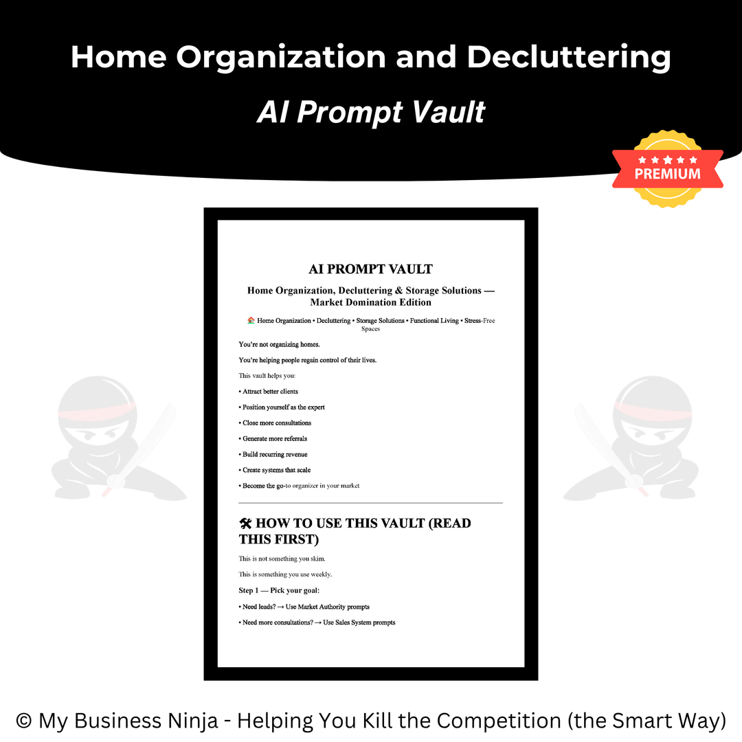 AI Prompt Vault (Premium) - Home Organization, Decluttering and Storage Solutions