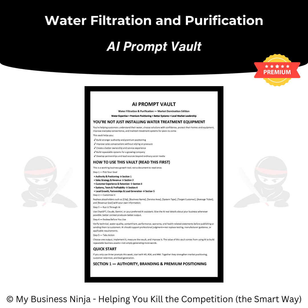 AI Prompt Vault (Premium) - Water Filtration and Purification