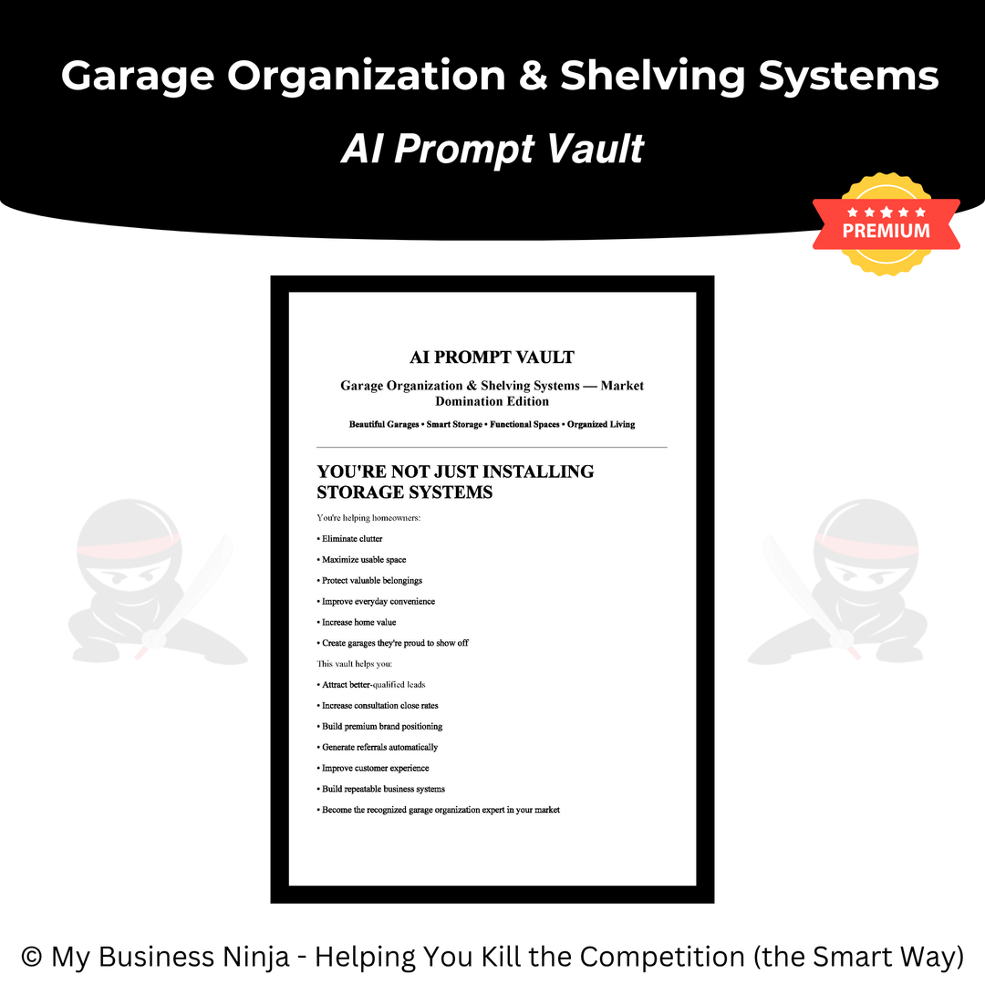 AI Prompt Vault (Premium) - Garage Organization and Shelving Systems