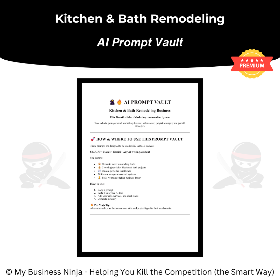 AI Prompt Vault (Premium) - Remodeling (Kitchen & Bath)