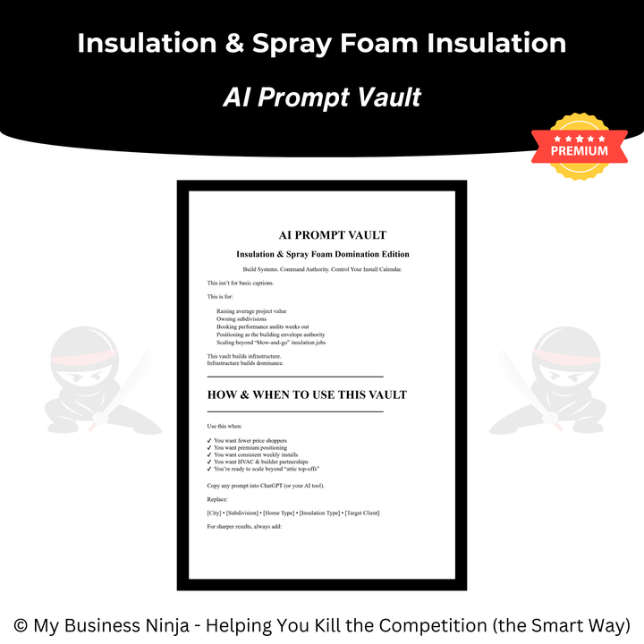 Insulation & Spray Foam AI Prompt Vault (Premium) – My Business Ninja