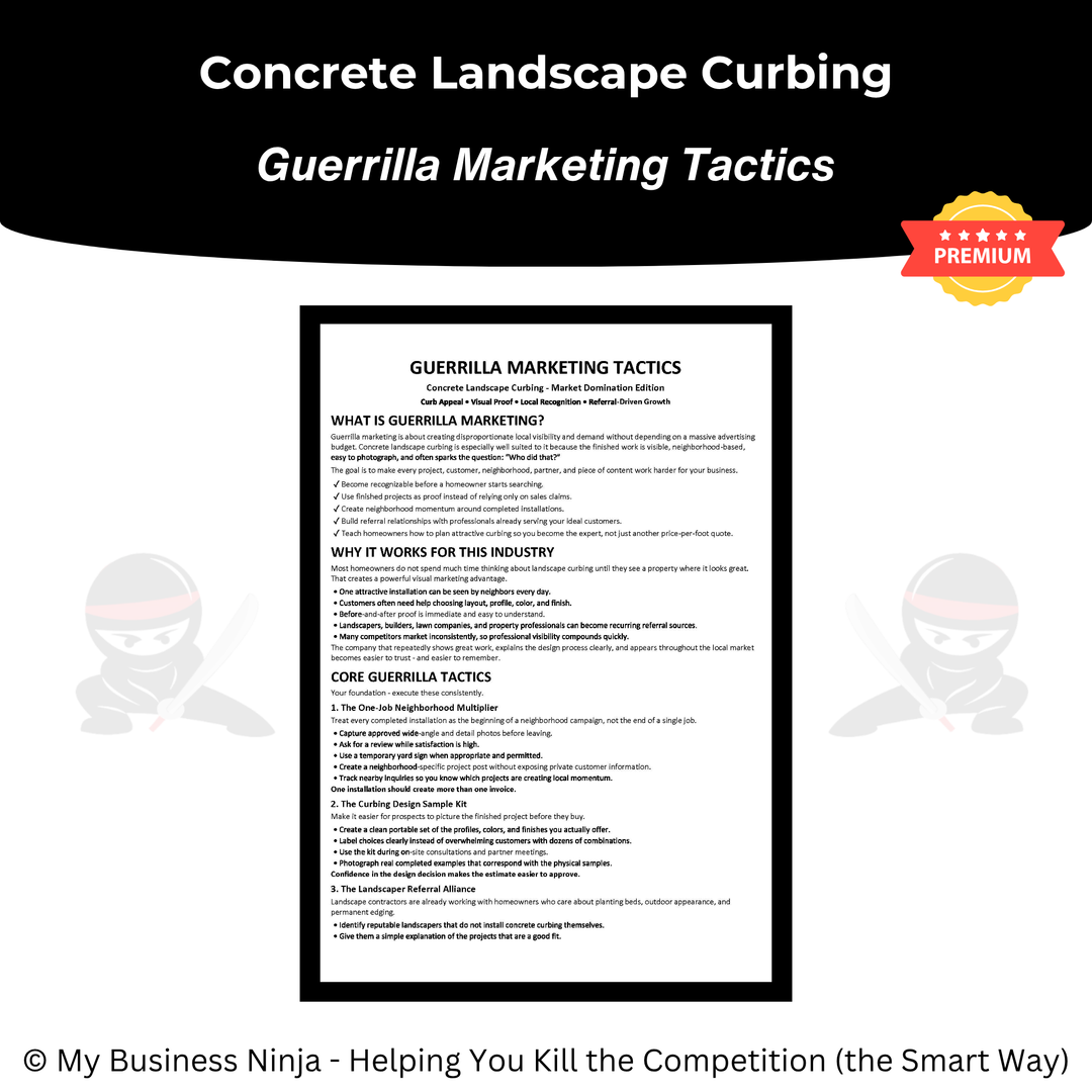 Guerrilla Marketing Tactics (Premium) - Concrete Landscape Curbing