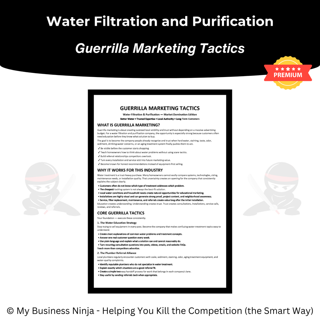 Guerrilla Marketing Tactics (Premium) - Water Filtration and Purification