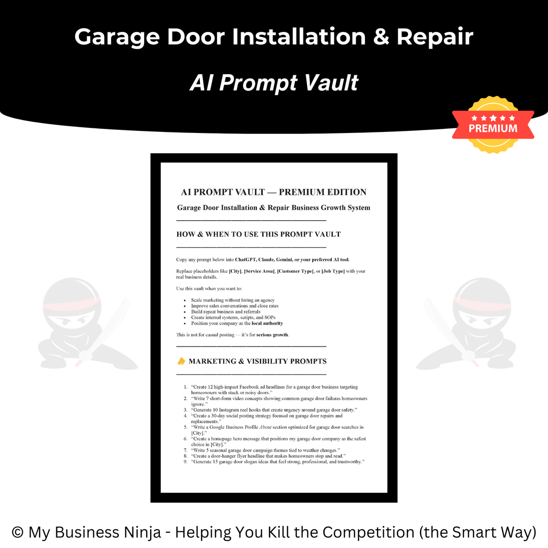 AI Prompt Vault (Premium) - Garage Door Installation & Repair